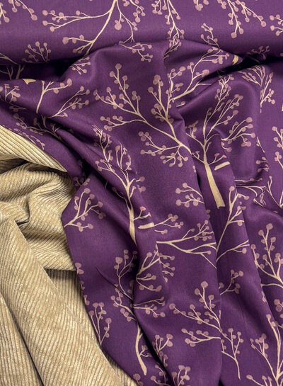 aubergine twigs  - viscose twill