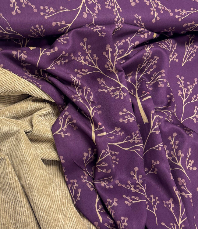 aubergine twigs  - viscose twill