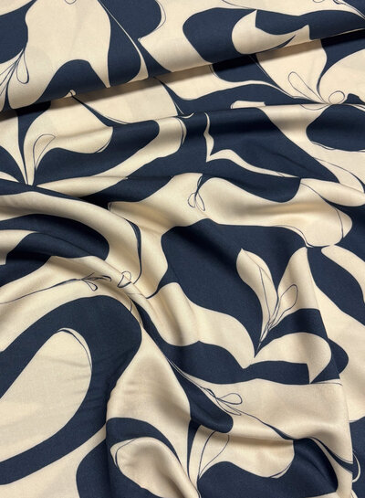 Abstract blue and cloudy white - Viscose twill