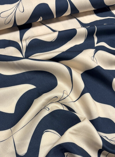 abstract blue and cloudy white - viscose twill