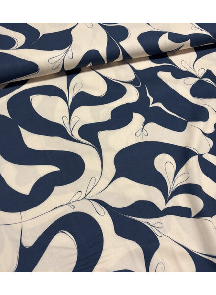 abstract blue and cloudy white - viscose twill