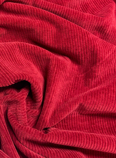 Swafing donkerrood rekbare corduroy