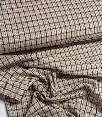 checks pink and brown - beautiful woven trouser fabric