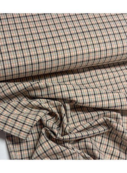 checks pink and brown - prachtige geweven broekenstof