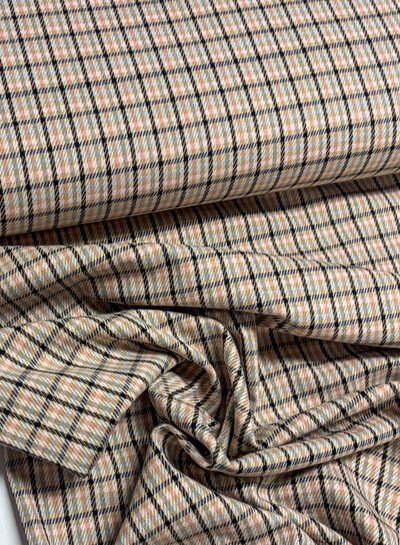 checks pink and brown - beautiful woven trouser fabric