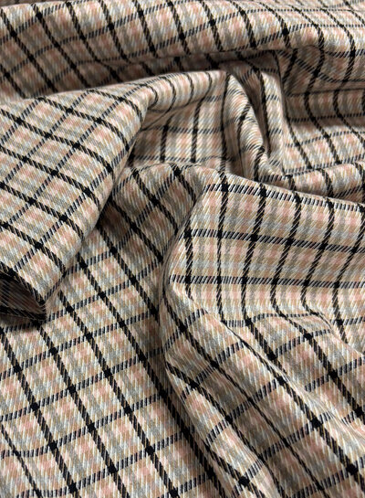 checks pink and brown - beautiful woven trouser fabric