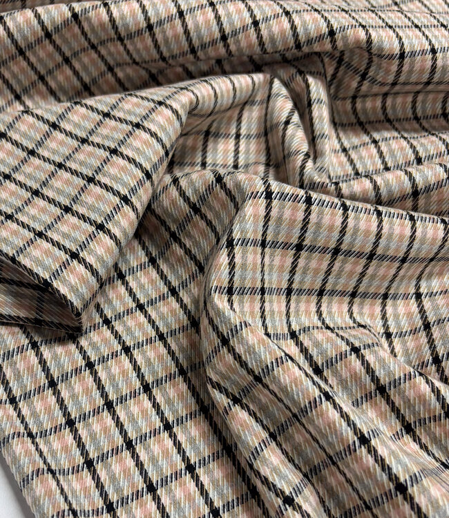 checks pink and brown - prachtige geweven broekenstof