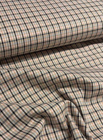 checks pink and brown - beautiful woven trouser fabric