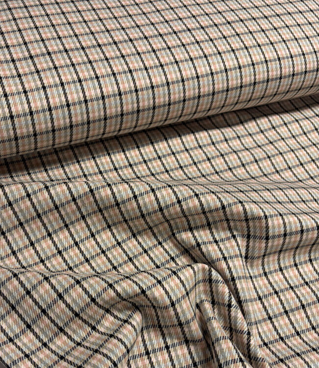 checks pink and brown - prachtige geweven broekenstof