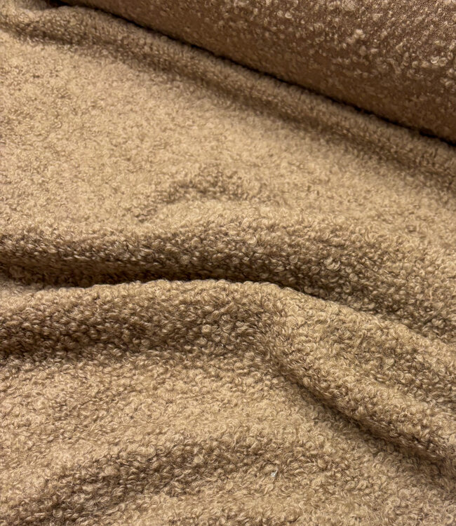 Wol Bouclé fleece - taupe prachtige wol kwaliteit