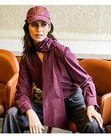 Fibremood Aubergine (Mauve Wine) papertouch poplin katoen met een beetje stretch