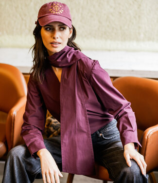 Fibremood Aubergine (Mauve Wine) paper touch poplin katoen met een beetje stretch