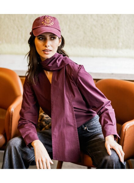 Fibremood Aubergine (Mauve Wine) papertouch poplin katoen met een beetje stretch