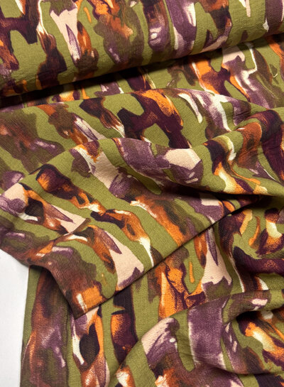 Bel'Etoile moss green abstract print - viscose