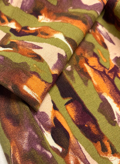 Bel'Etoile moss green abstract print - viscose