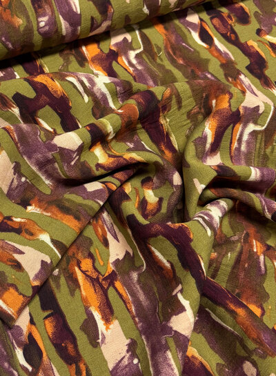 Bel'Etoile mosgroen abstract  print - viscose