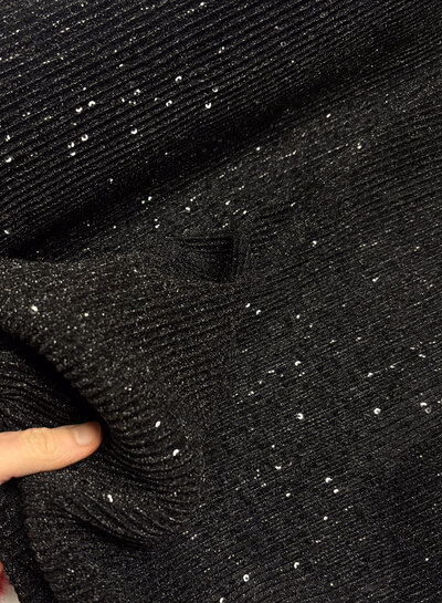 deadstock black - ribbed fabric with sequins