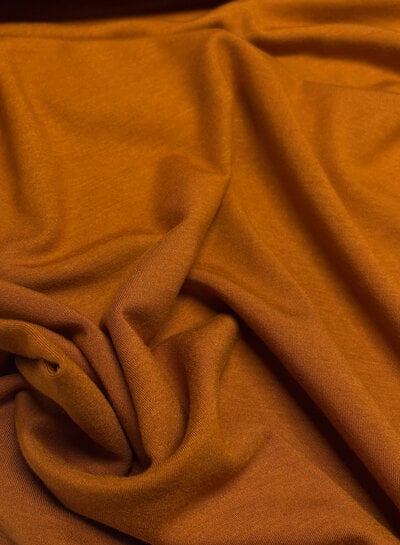 cognac- zachte zware viscose jersey - interlock gebreid