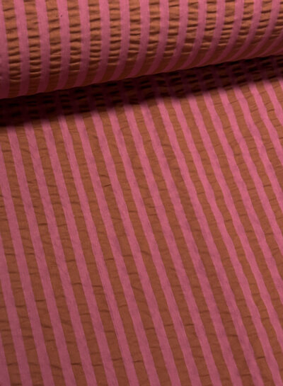 streepjes framboos / toffee - seersucker