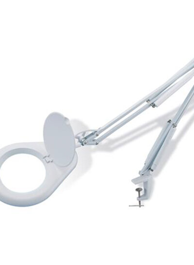 Magnifying glass with LED lamp and clamp