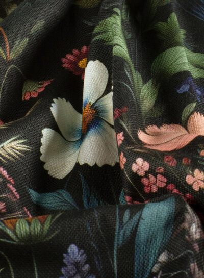 zwart bloemen - canvas