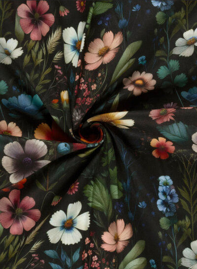 zwart bloemen - canvas