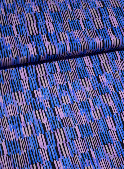 blauw en lila stripes - viscose licht rekbaar