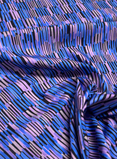 blue and lilac stripes - viscose slightly stretchy