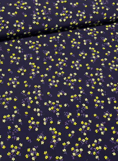 tiny neon flowers - woven viscose