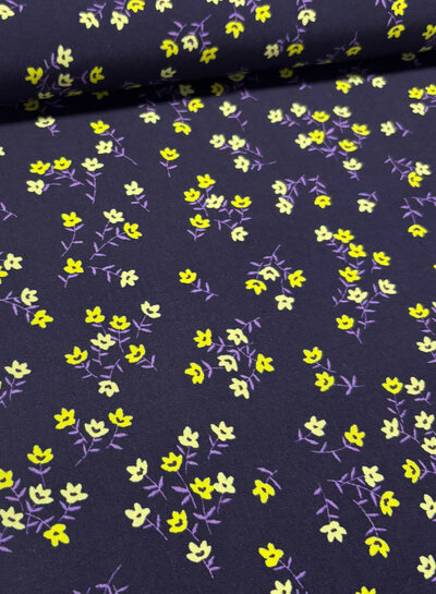 tiny neon flowers - geweven viscose