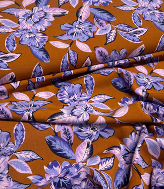 lilac peonies - roest en lila - geweven viscose