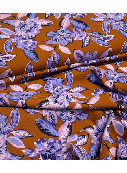 lilac peonies - roest en lila - geweven viscose