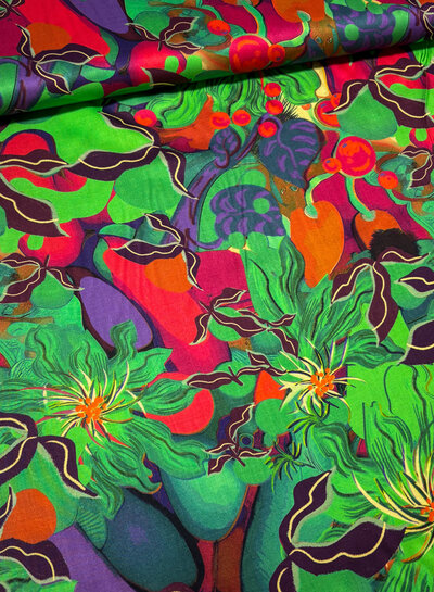 Marylene Madou colorfull green - viscose satin - (bridal satin quality)