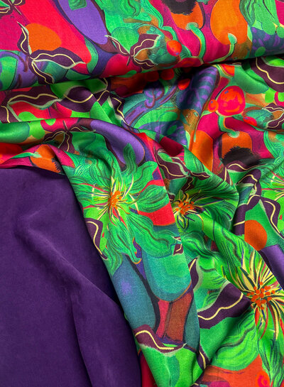 Marylene Madou colorfull green - viscose satin - (bridal satin quality)