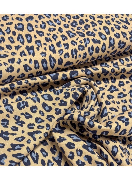 Poppy fabrics blue leopard - linen viscose blend