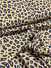 Poppy fabrics blue leopard - linen viscose blend