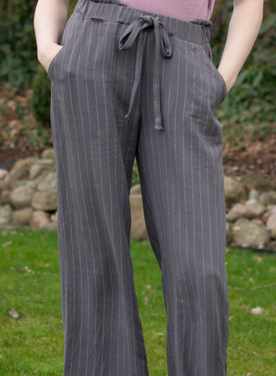 Madeline linen viscose blend with pinstripe - gray