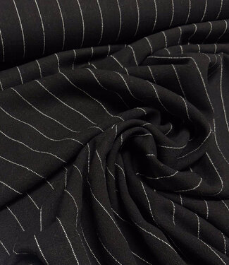 Madeline linen viscose blend with pinstripe - black