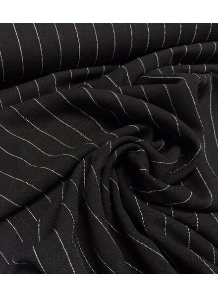 Madeline linen viscose blend with pinstripe - black