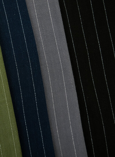 Madeline linen viscose blend with pinstripe - black