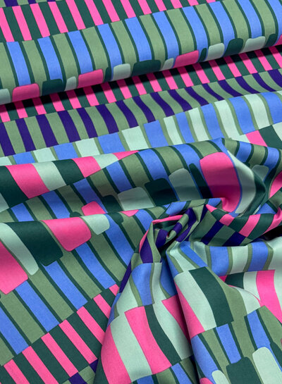 Poppy fabrics abstract stripes - viscose cotton