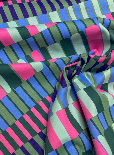 Poppy fabrics abstract stripes - viscose cotton