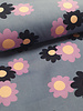 Madeline retro flowers - baby rib - grayish blue