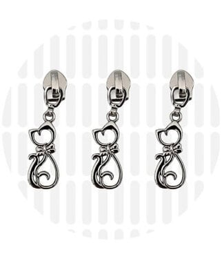 ZipperZoo Zipper puller #5 - cat - nickel packed per 3