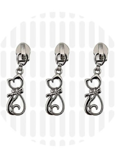 ZipperZoo Zipper puller #5 - cat - nickel packed per 3