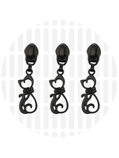 ZipperZoo Zipper puller #5 - cat - electro black packed per 3