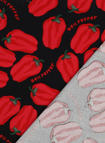 red pepper zwart - canvas