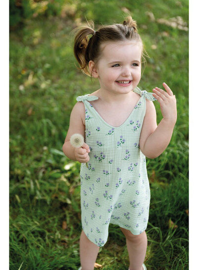 Poppy fabrics mini bloemetjes - lila mint - tetra / double gauze