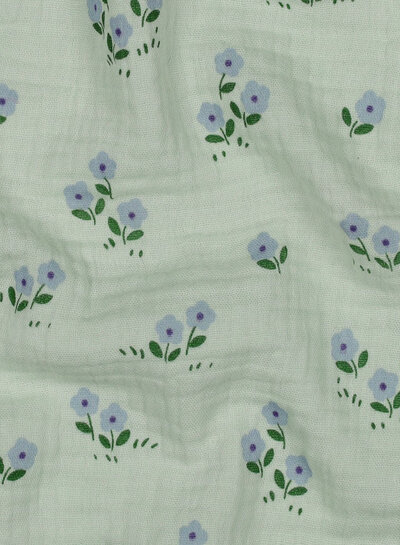 Poppy fabrics mini flowers - lilac mint - tetra / double gauze