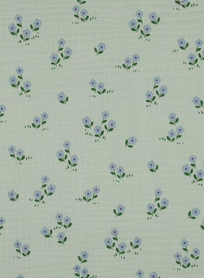 Poppy fabrics mini flowers - lilac mint - tetra / double gauze